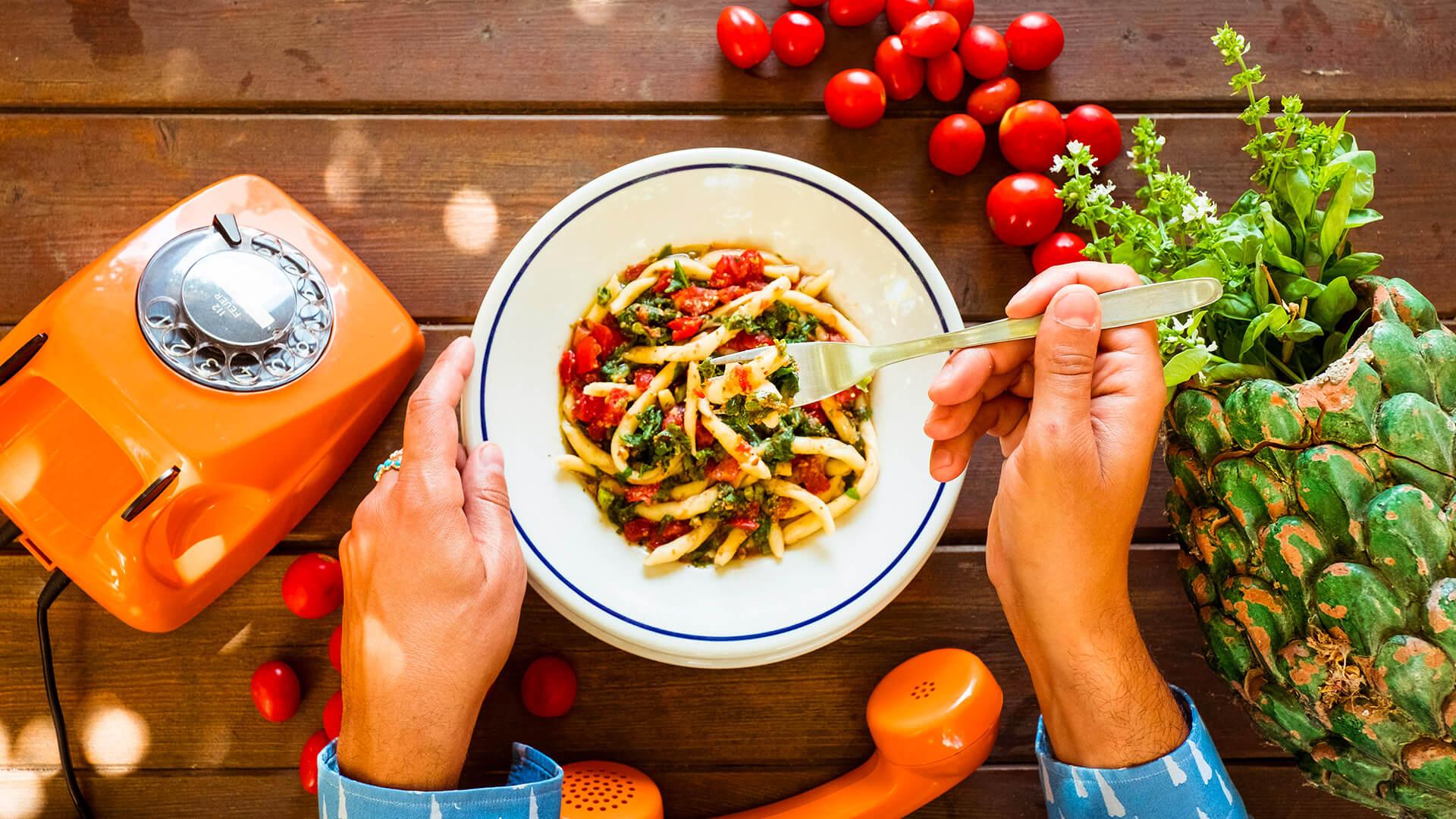 Carrettiera busiate with zucchini greens Carrettiera busiate with zucchini greens